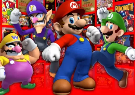 wario-waluigi-mario-and-luigi-in-front-of-nintendo-games
